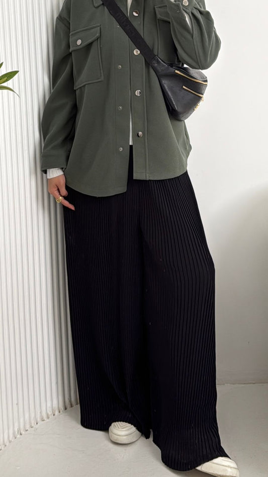 Plisse Wide Leg Pants