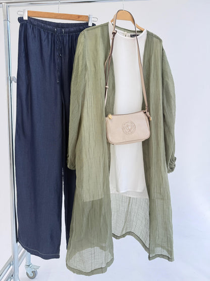 Crushed kimono from Amenaa featuring a soft, textured fabric with a relaxed fit and stylish design.