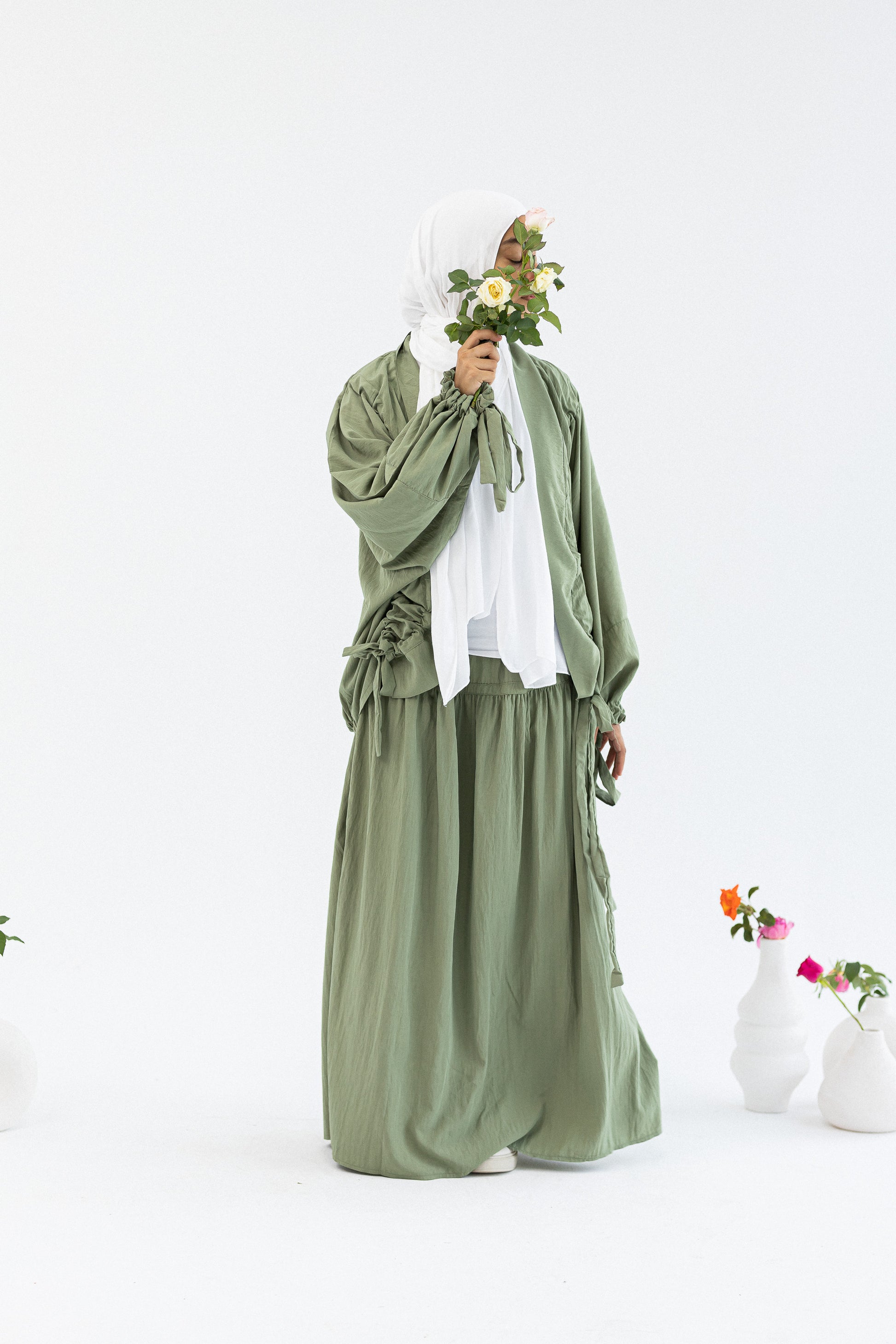 Amenaa flowy skirt set featuring a lightweight, elegant skirt and matching top in soft, breathable fabric for a stylish look.