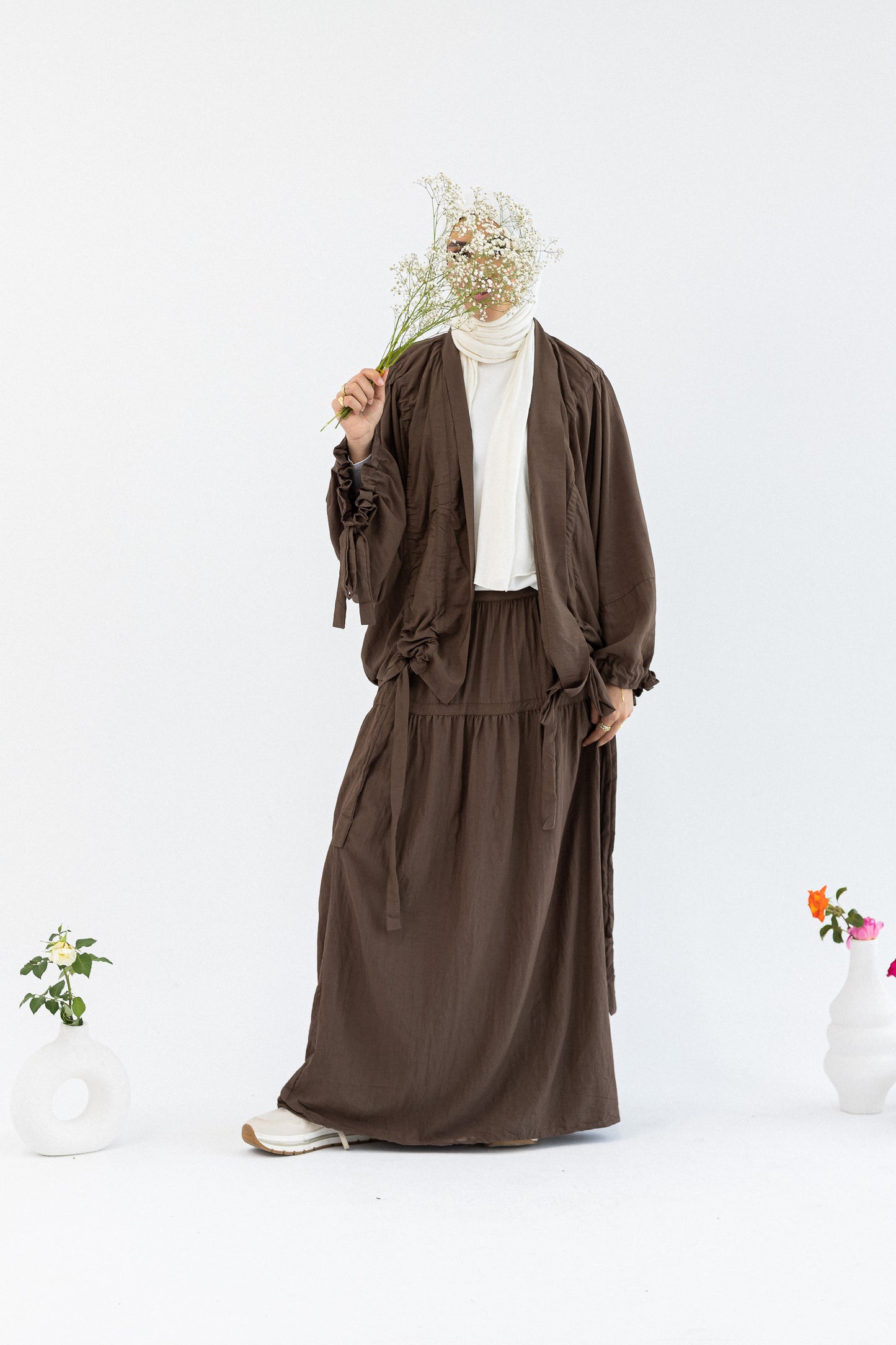 Amenaa flowy skirt set featuring a lightweight, airy fabric with a relaxed fit and stylish design, perfect for casual wear.