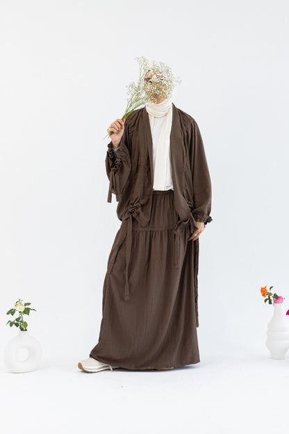 Amenaa flowy skirt set featuring a lightweight, airy fabric with a relaxed fit and stylish design, perfect for casual wear.