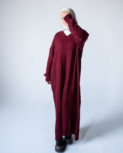 V-Neck Knitted Dress