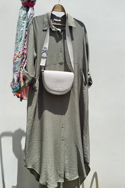 Amenaa shirt dress with a relaxed fit, button-up front, and collar, shown in a casual, lightweight fabric.