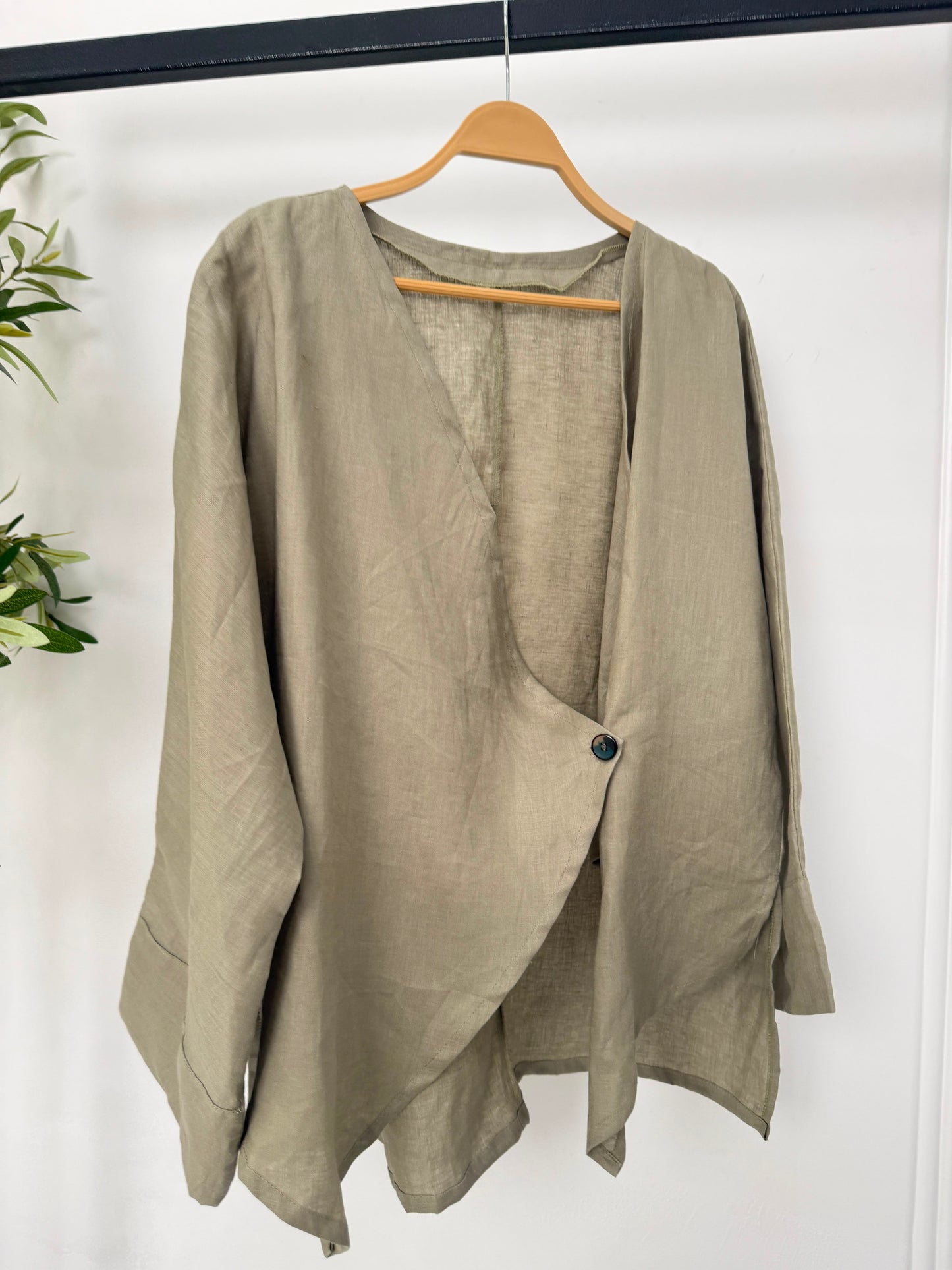 Linen Wrap Front Blouse