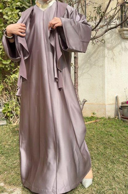 Royal Satin Abaya - Coffee Beige - Amenaa