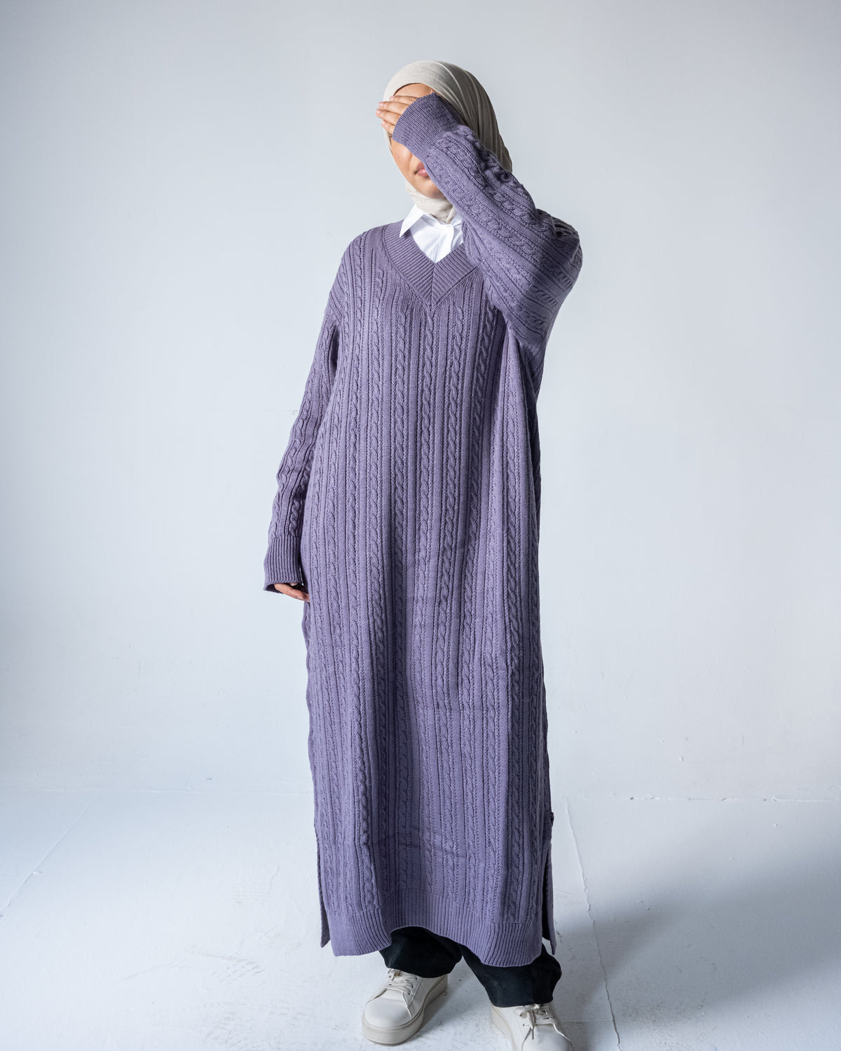 V-Neck Knitted Dress