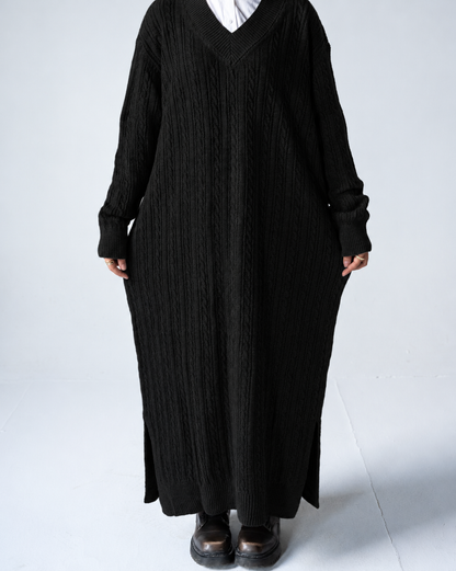V-Neck Knitted Dress