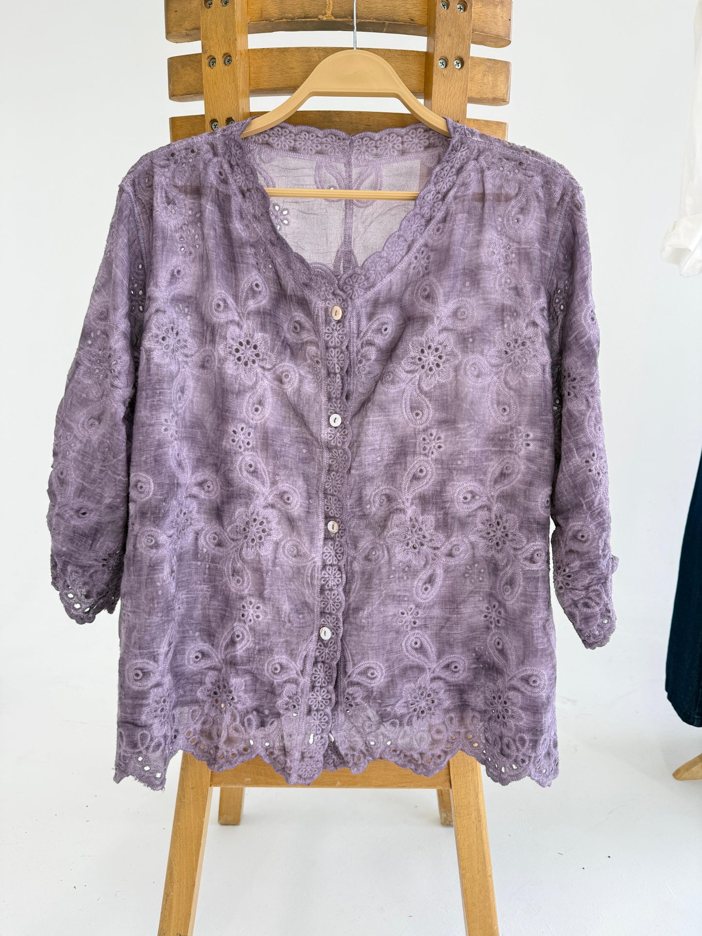 Amenaa Guipure Blouse 24/21/306 with intricate lace detailing, lightweight fabric, and elegant design perfect for stylish occasions.