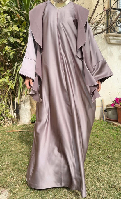 Royal Satin Abaya - Coffee Beige - Amenaa