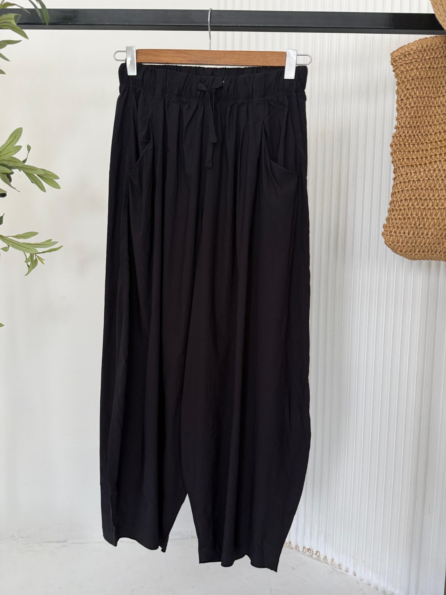 Amenaa balloon pants featuring a relaxed fit with gathered cuffs and lightweight fabric, ideal for casual, stylish wear.